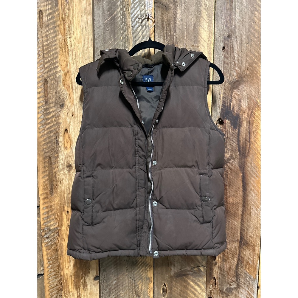 Chocolate Brown GAP Down Puffer‎ Vest Womens M Y2K Minimalist Gorpcore Earthy